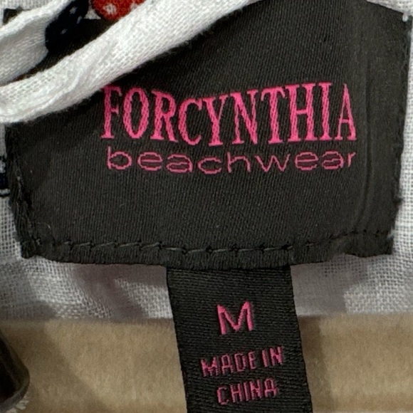 FOR CYNTHIA Coastal Lady 100% Linen Swimsuit Cover Up Pop Over Mini Beachy Sz M - Picture 9 of 12